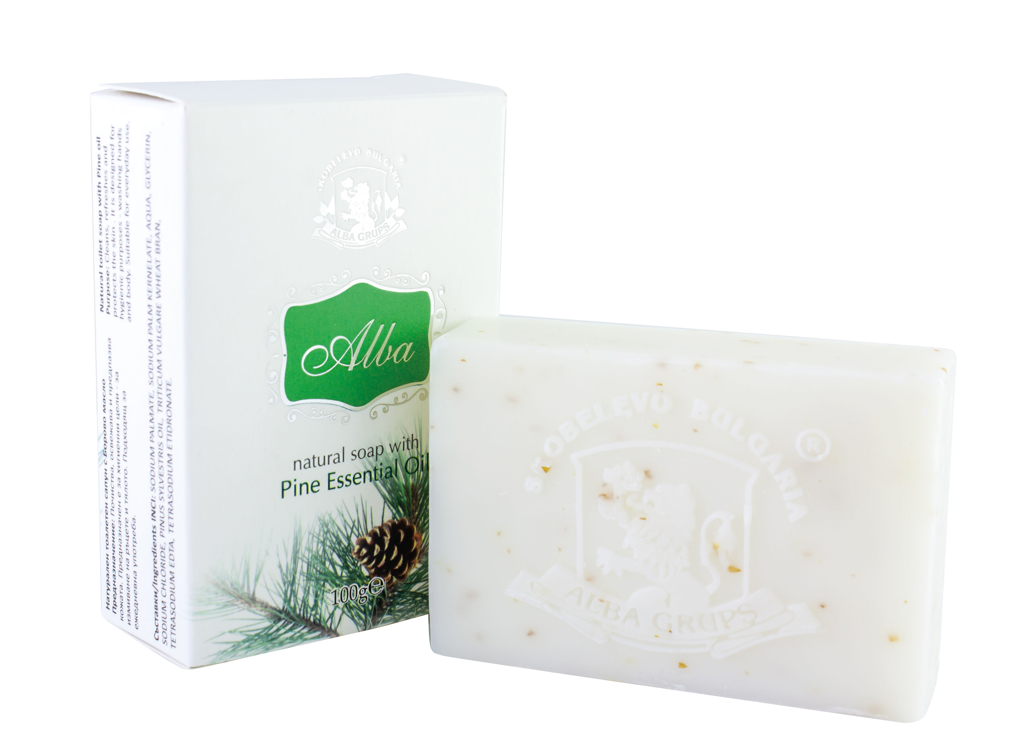 Natural Pine Soap with Pure Pine Oil & Wheat Bran (100g) — Refreshing & Protecting