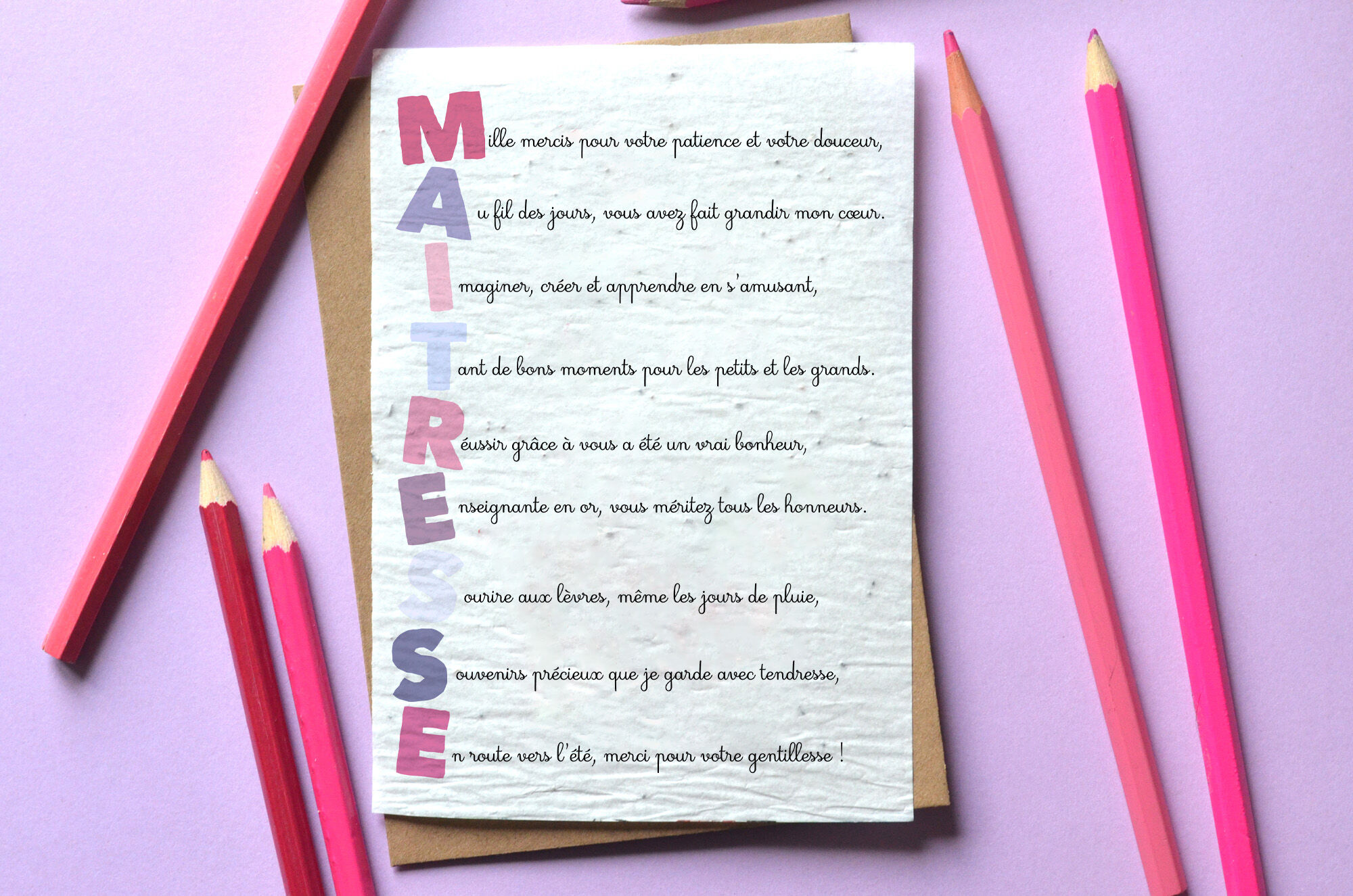 Plantable card Teacher Acrostic