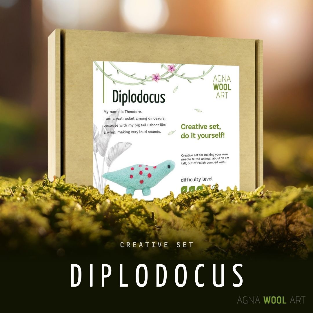 Kit de feutrage à l'aiguille Diplodocus – Kit de loisirs créatifs en laine de qualité supérieure, étape par étape