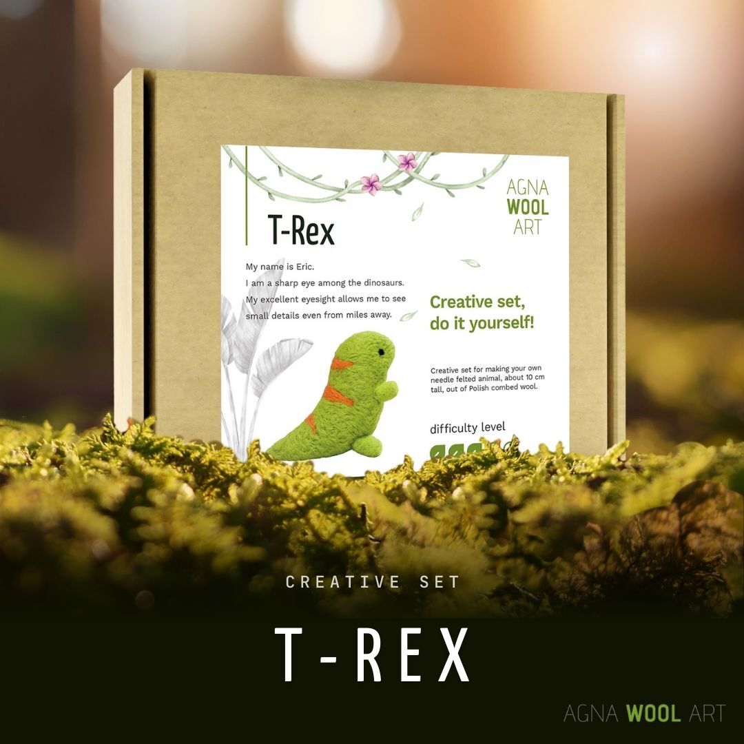 Kit de feutrage à l'aiguille T-Rex – Kit de loisirs créatifs en laine de qualité supérieure, étape par étape