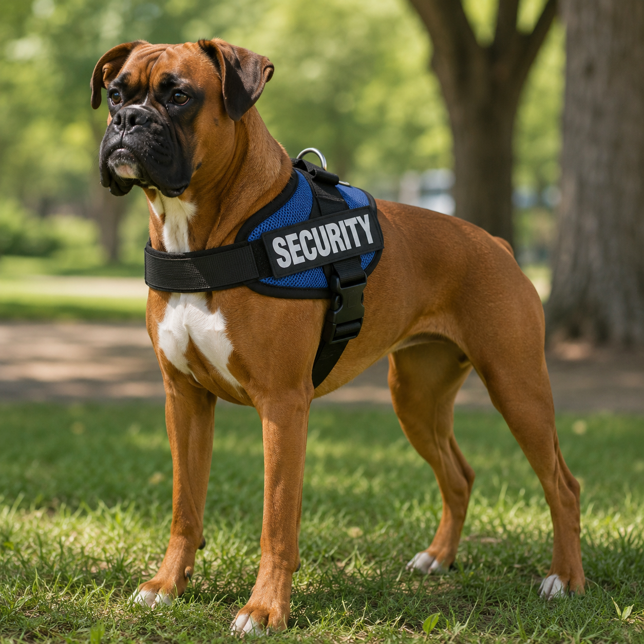 Reflektierendes blaues Sicherheits-Hundegeschirr von K9 – Größen S/M/L