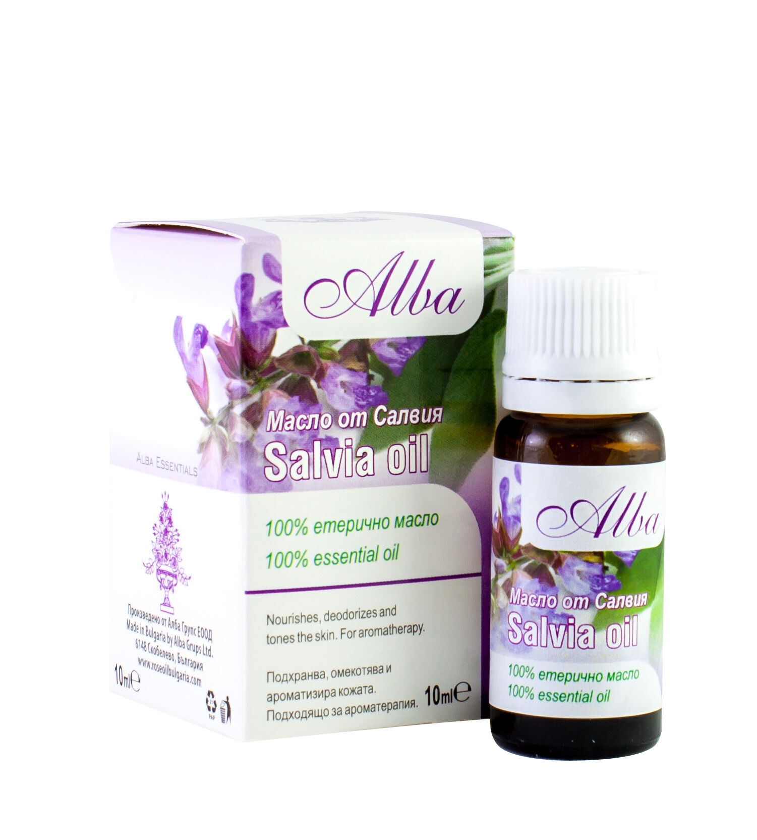 Bulgarian Organic Sage Essential Oil (Salvia Officinalis) — 100% Pure & Bio-Certified (10ml)