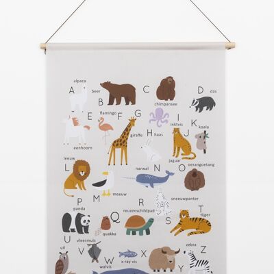 Poster in tessuto Alfabeto animale – Panno da parete