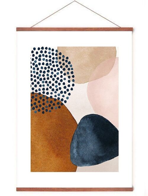 Poster in posterhanger - Abstract watercolor donkerblauw