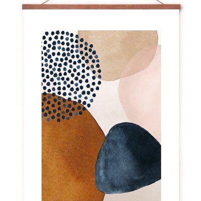Poster in poster hanger - Abstract watercolor dark blue