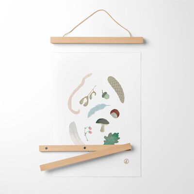 Nature Treasure Illustration Art Print + Bamboo Hanger