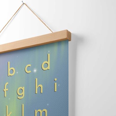 Northern Lights Alphabet A-Z Art Print + Bamboo Hanger