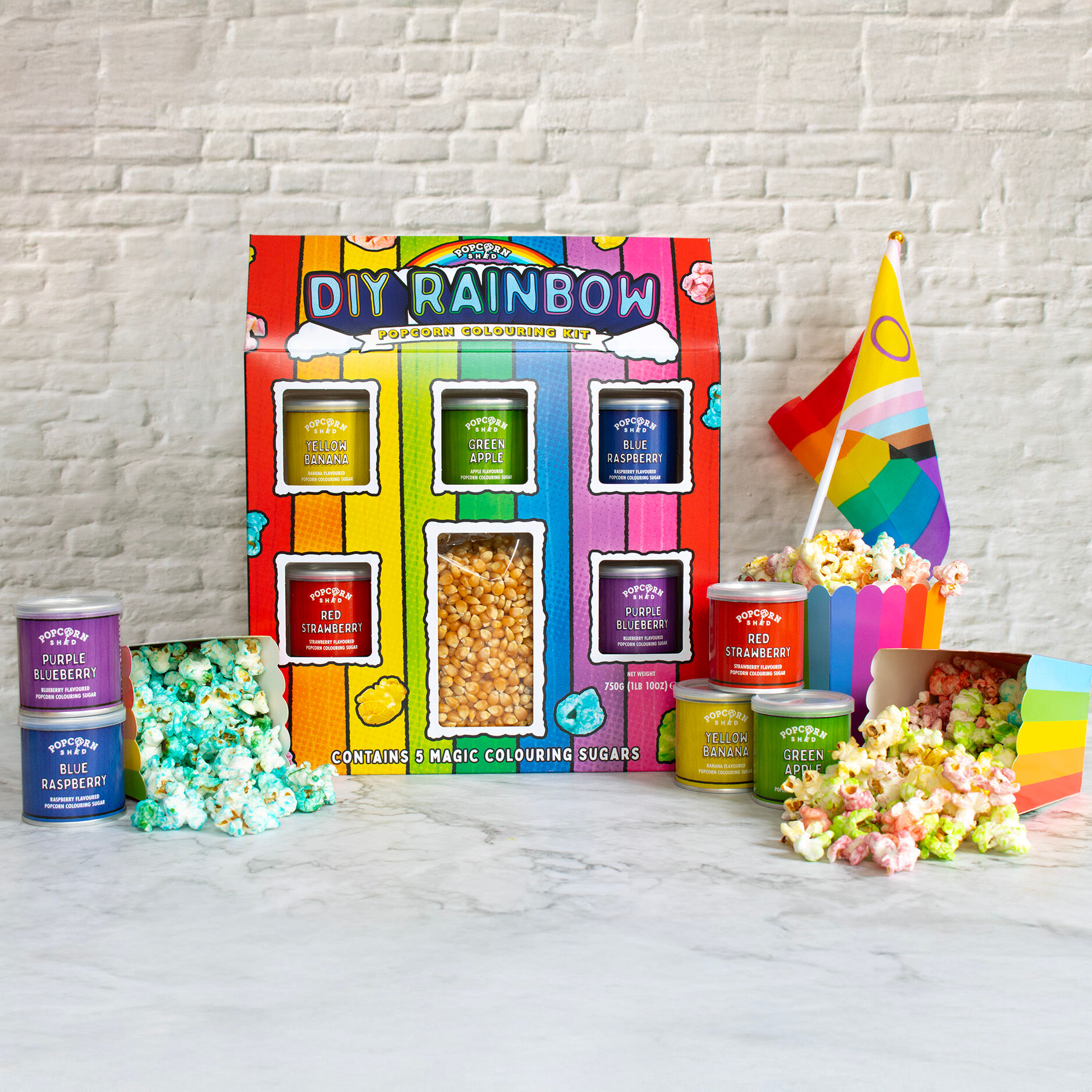 Kit para colorear palomitas de maíz arcoíris caseras