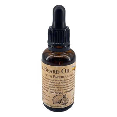 Natural Beard Oil with Patchouli & Lemon, 30ml