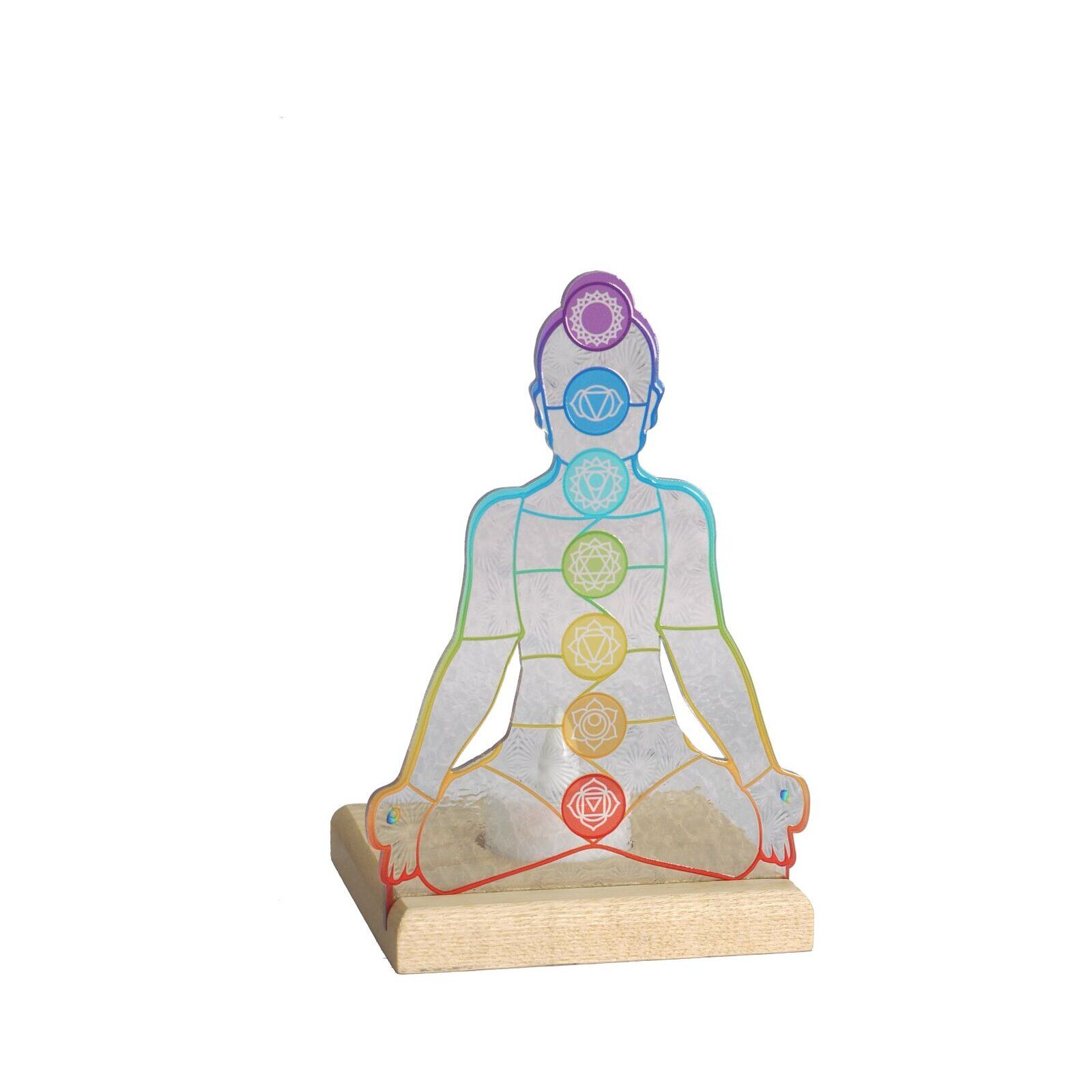 Tealight holder with wooden base Chakra, Art Light, 25001CHK, 10.3×10.3×16.3cm