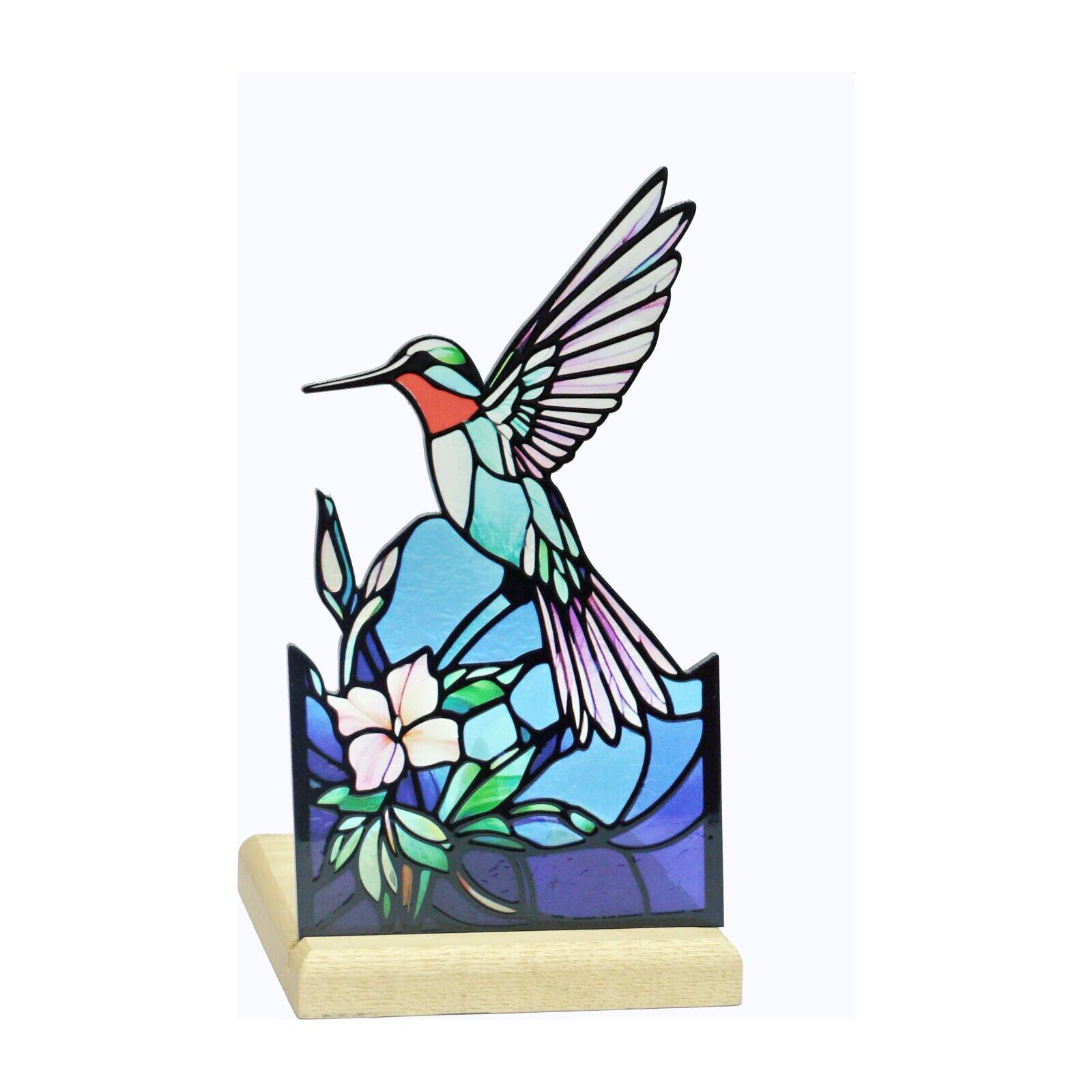 Tealight holder with wooden base Kolibri, Art Light, 25001HB, 10.3×10.3×18.3cm
