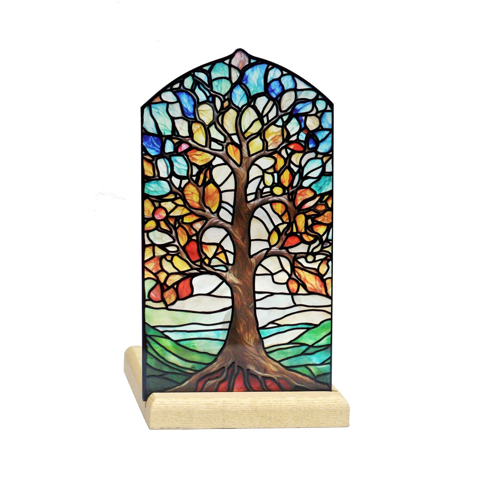 Tealight holder with wooden base Tree of Life, Art Light, 25001TL, 10.3×10.3×18.3cm