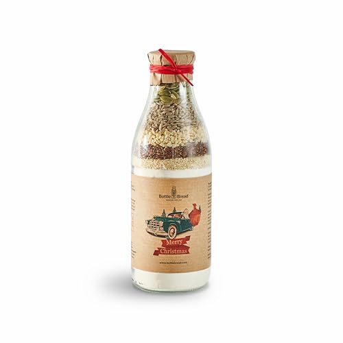 BottleBread "Christmas Vintage" Miscela per Cottura del Pane Miscela per Cottura del Pane in una Bottiglia di Vetro Regalo per Natale Regalo di Natale