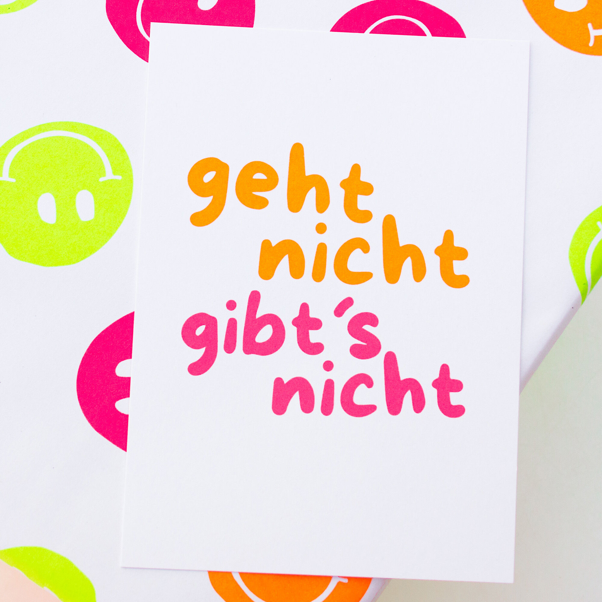 Modern neon greeting card "Nothing is impossible" postcard made from recycled paper | DIN A6 stationery