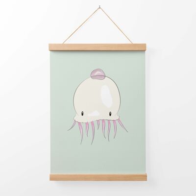 Jellyfish Illustration Art Print + Bamboo Hanger