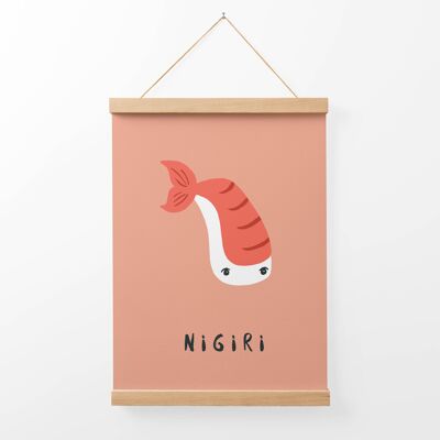 Nigiri Sushi Illustration Art Print + Bamboo Hanger