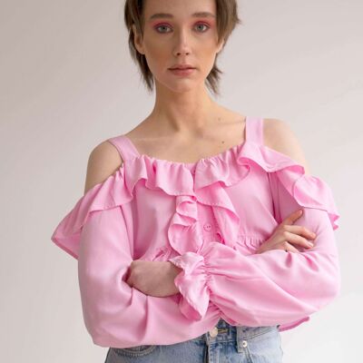 Blusa con spalle scoperte e scollo