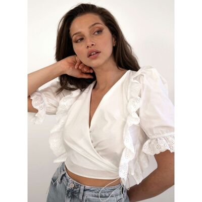Camisa con lazos y mangas abullonadas