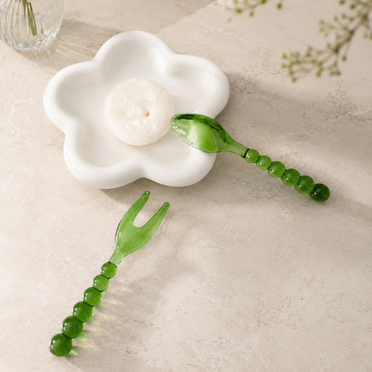Colorful Glass Dessert Spoon | Dessert Fork