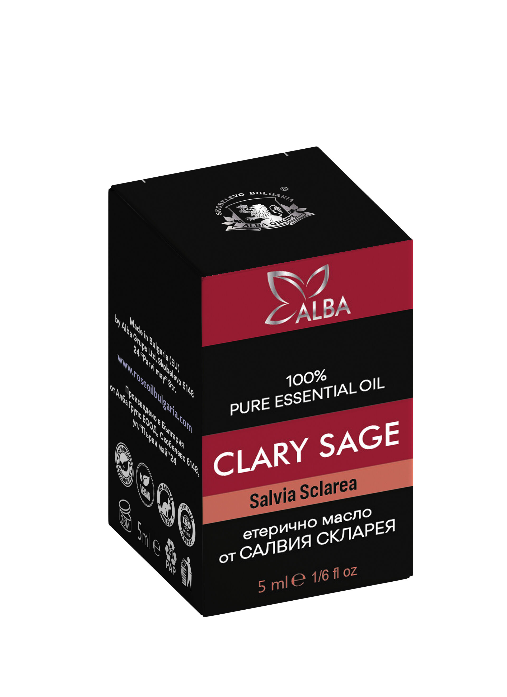 Bulgarian Organic Clary Sage Essential Oil (Salvia Sclarea) — 100% Pure & Bio-Certified (5ml)