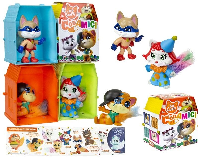 Figurine 44Cats 6 cm + queue touffue dans la maison 7 x 8,5 cm assorties