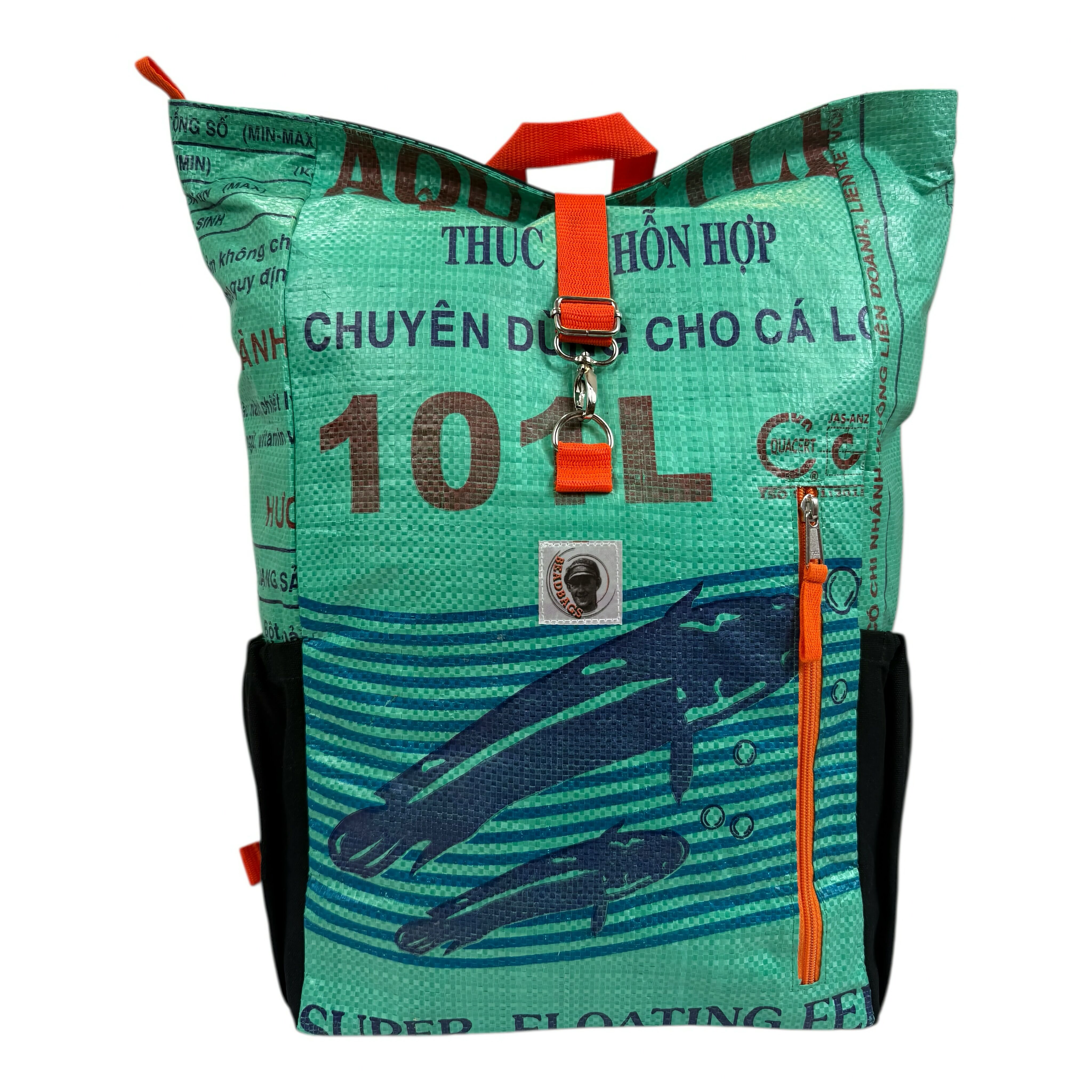 Beadbags Adventure Backpack made from recycled rice sack Ri100 medium green
