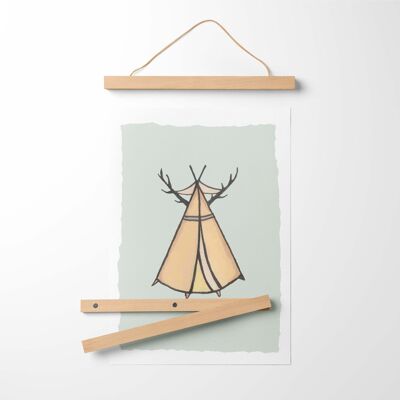 Antler Nordic Teepee Art Print + Bamboo Hanger