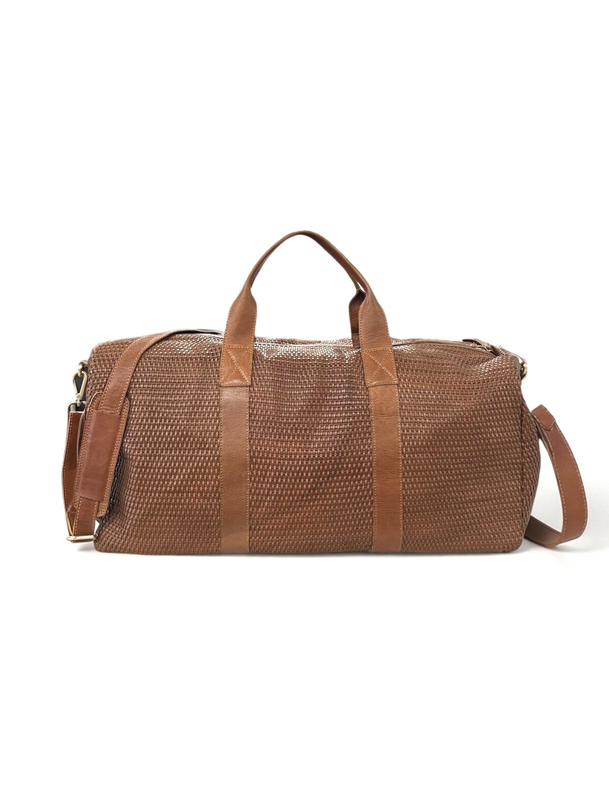 Borsa da weekend da uomo in vera pelle intrecciata, Made in Italy, art.1842