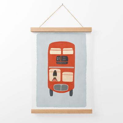 London Bus Illustration Art Print + Bamboo Hanger