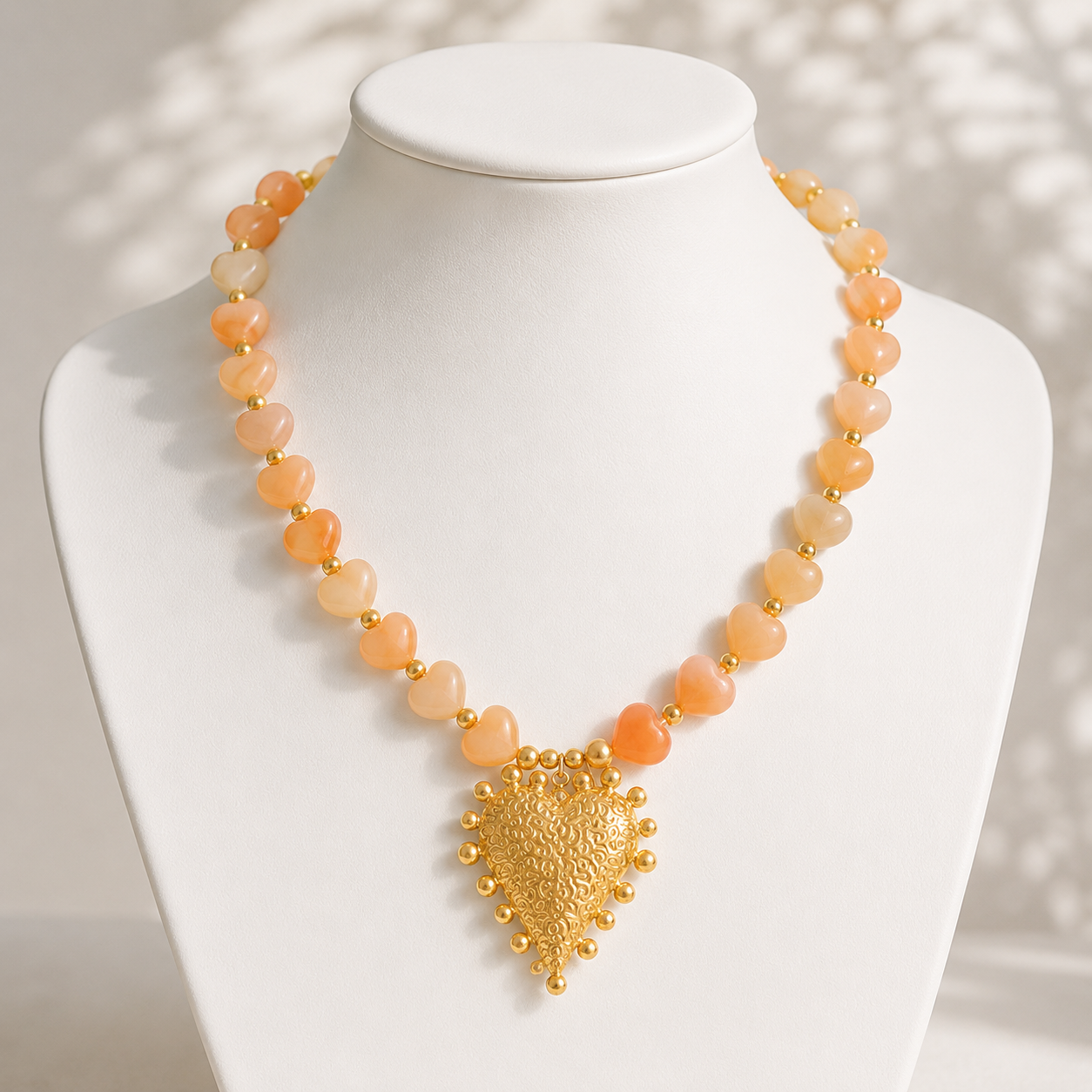 Boho-Halskette mit goldenem Herzanhänger
