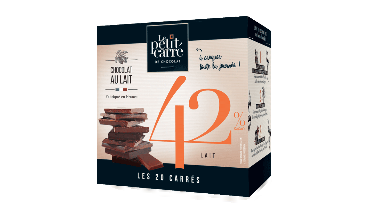 Milk chocolate squares (42%) - Box of 20