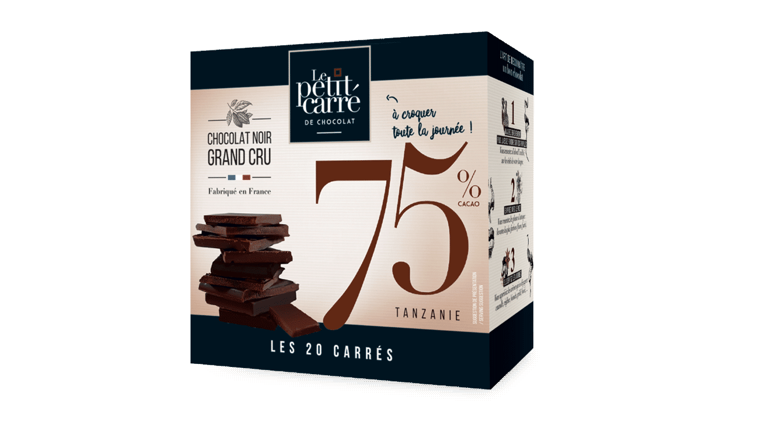 Tanzanian 75% Dark Chocolate Squares - Box of 20