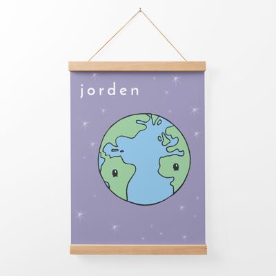 Jorden (Earth) Illustration Art Print + Bamboo Hanger