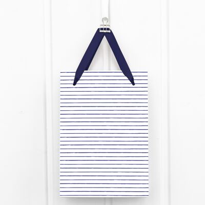 Sac cadeau: rayures bleues