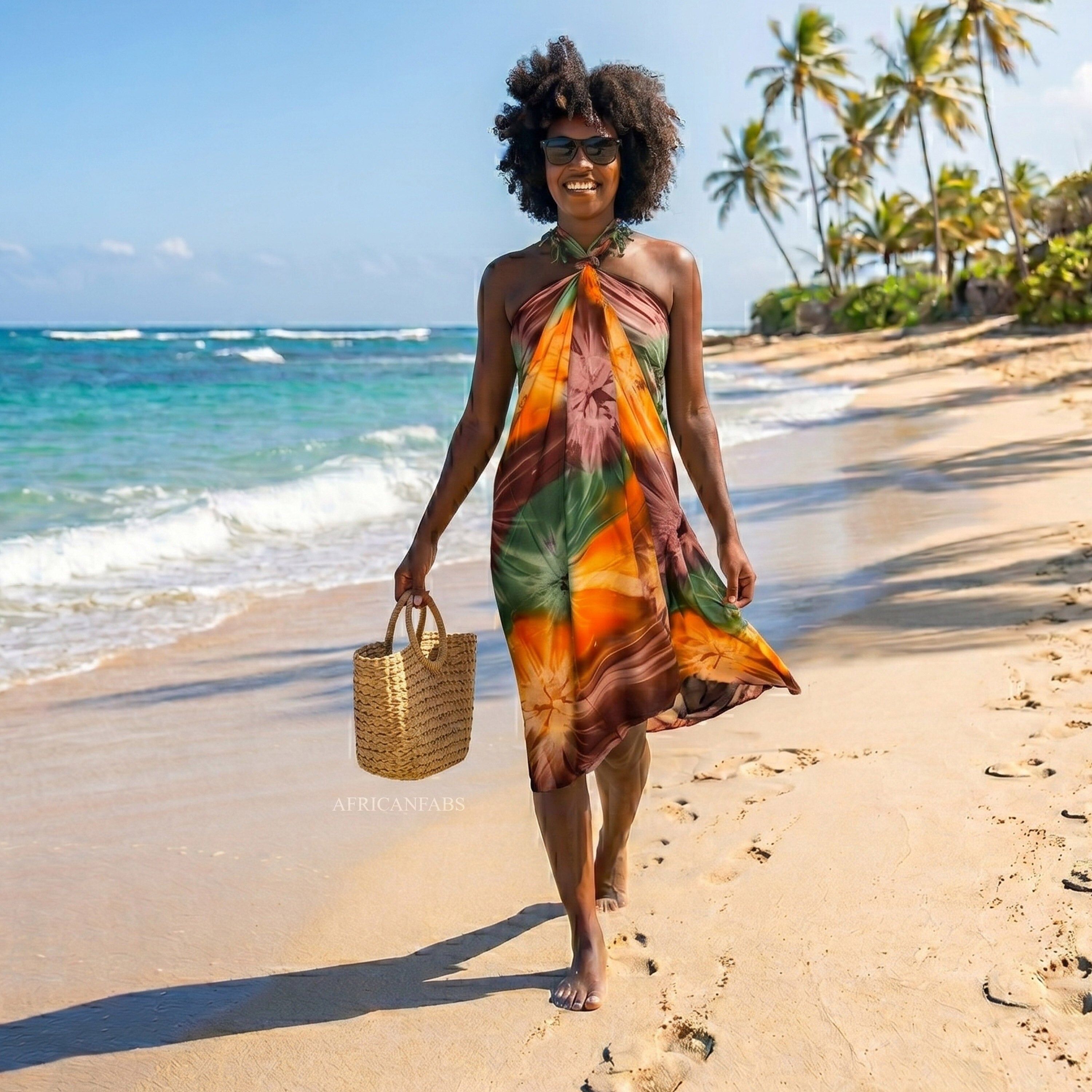 Sarong / pareo - Falda pareo para la playa - Teñido tie-dye naranja