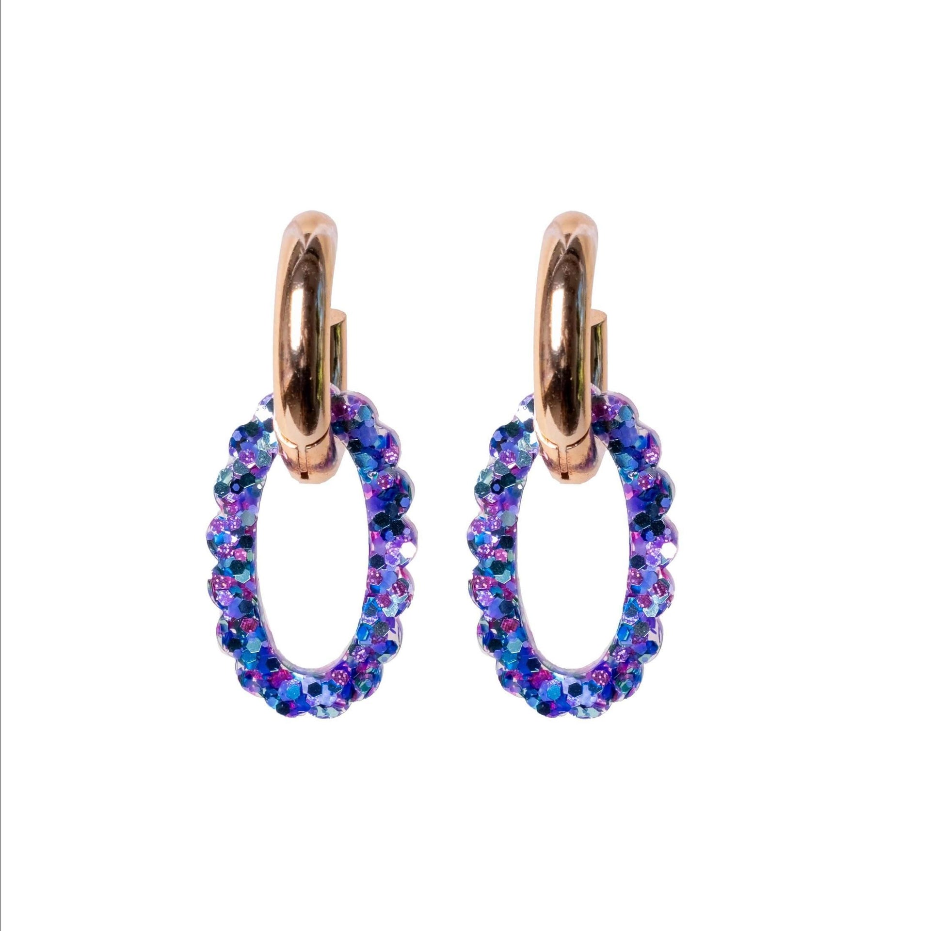 Créoles Ovale Mix Violet Bleu