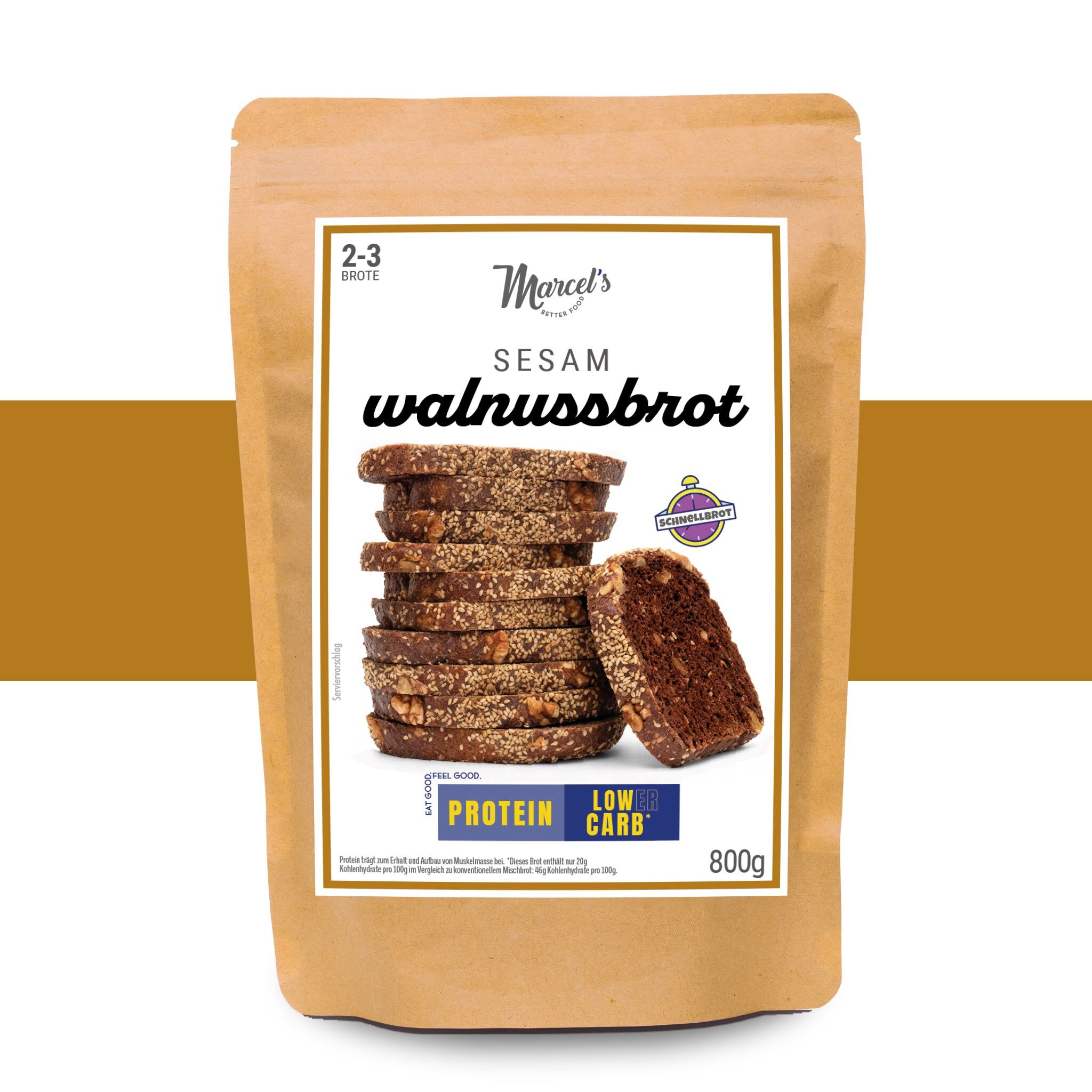 Walnut-sesame bread, 30% fewer carbohydrates