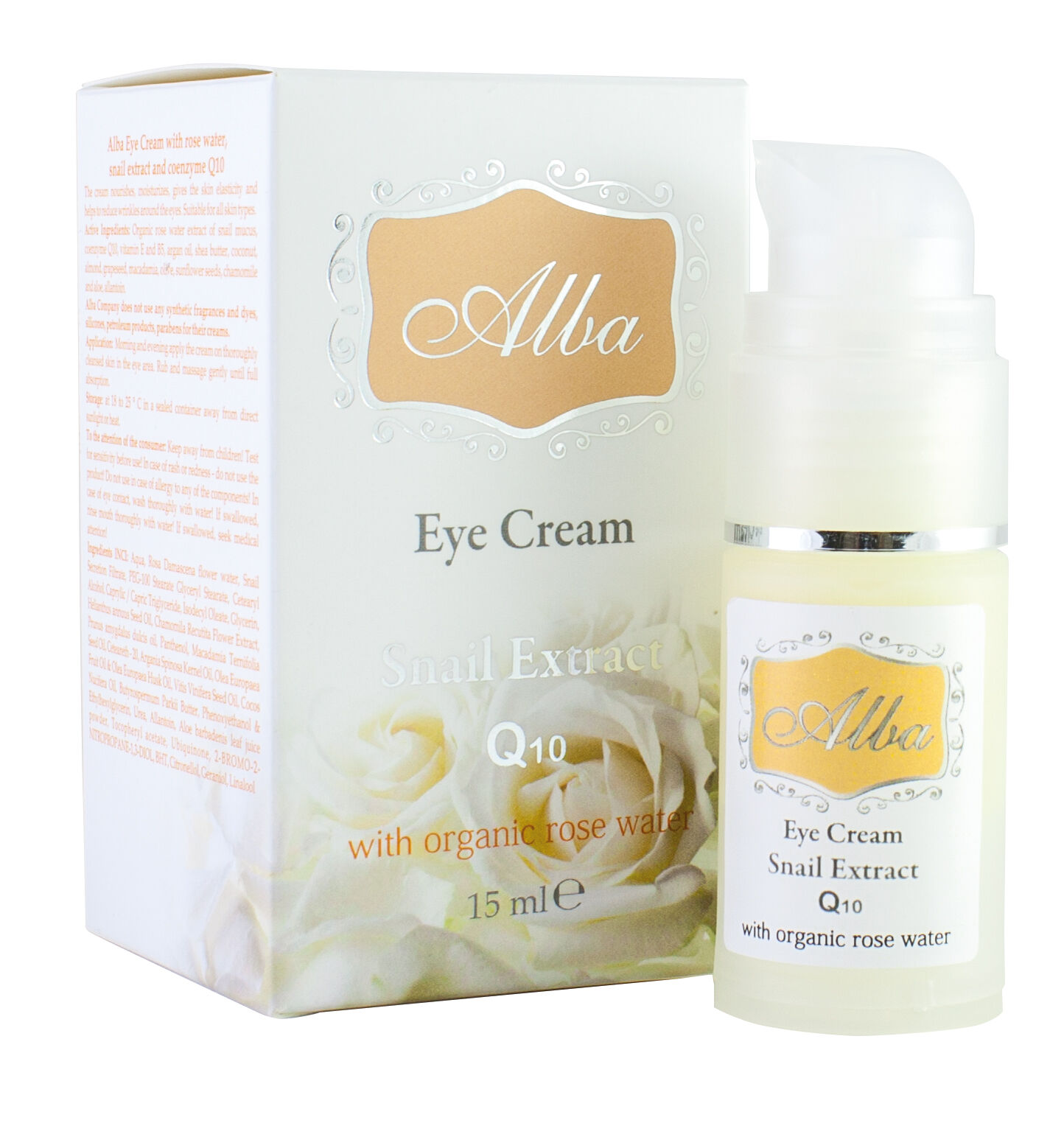 Anti-Wrinkle Snail Eye Cream with Q10 & Organic Rose Water — 15 ml