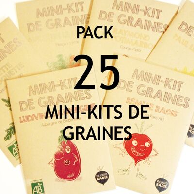 PACK 25 Bio-Saatgut-Mini-Sets für Kinder