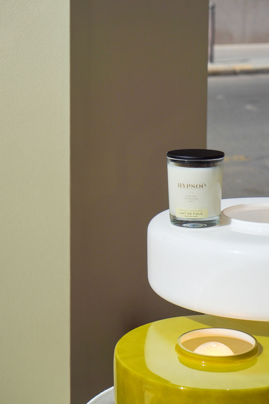 NEW: NATURAL CANDLE, FIG MILK scent, GLASS AND BLACK LID, HYPSOE, 190G