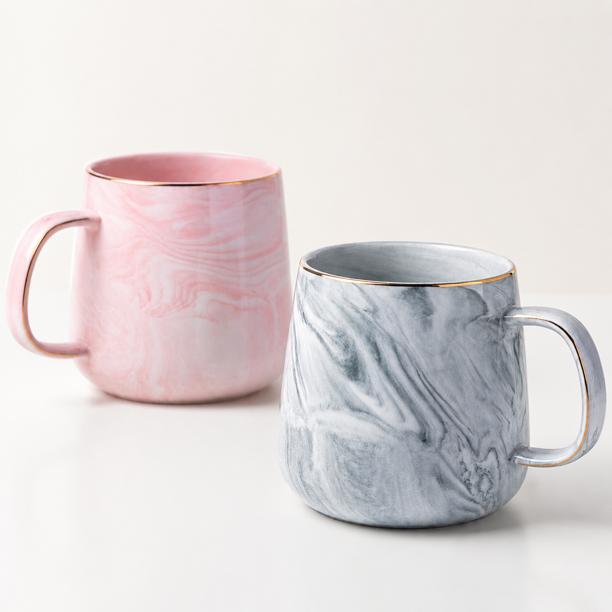 Nordic Marble Ceramic Coffee Mug with Gold Rim