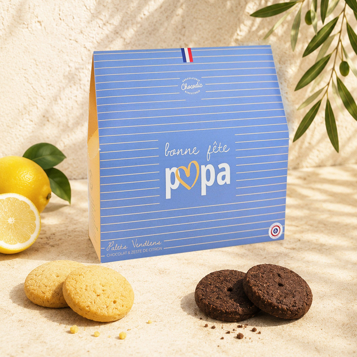 Assortment Box of Vendée Palets (lemon and chocolate biscuits) - Father's Day Collection