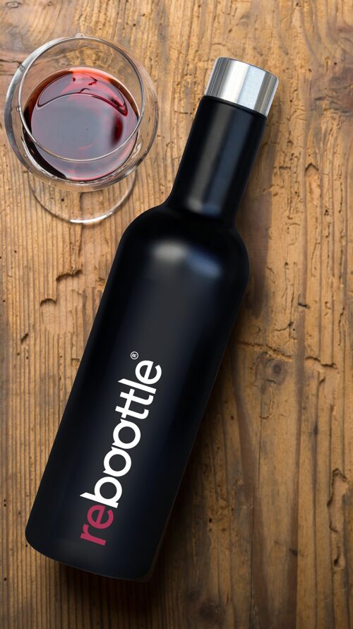 reboottle® 750ml THERMO BLACK - Botella para beber sostenible