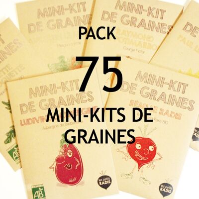 PACK 75 Bio-Saatgut-Mini-Sets für Kinder