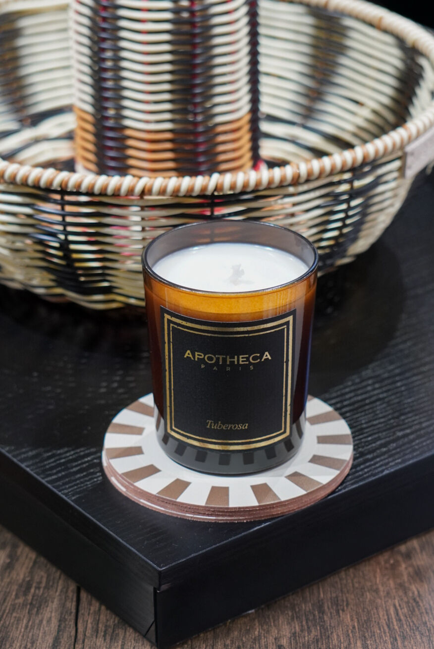 TESTER CANDLE 190G APOTHECA AMBER GLASS CANDLE TUBEROSA scent