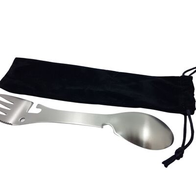 Stainless steel multifunction spoon "Mampfi", incl. Bag