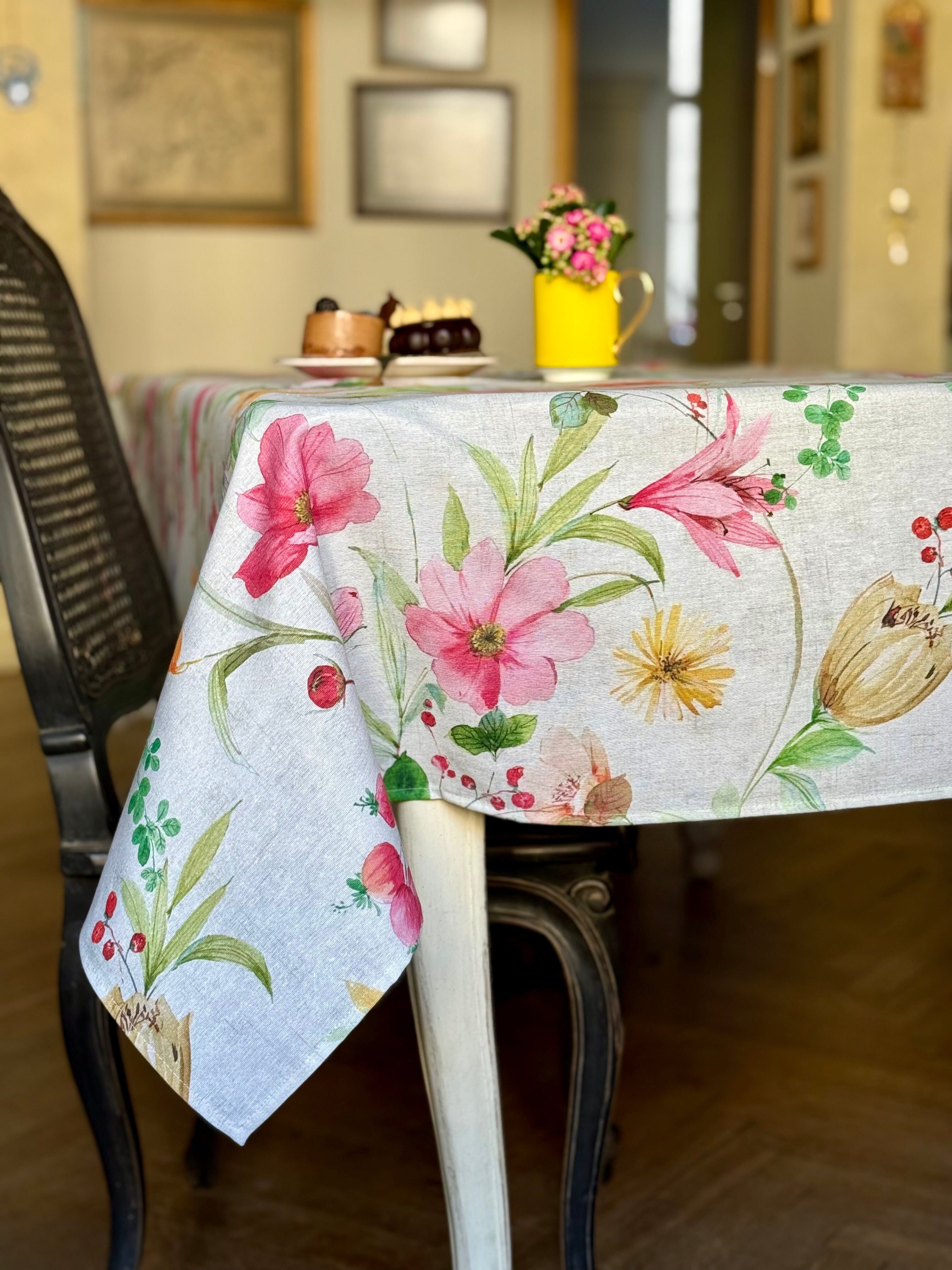 Rechteckige Tischdecke, Baumwollmischgewebe, bedruckt | Color In Bloom