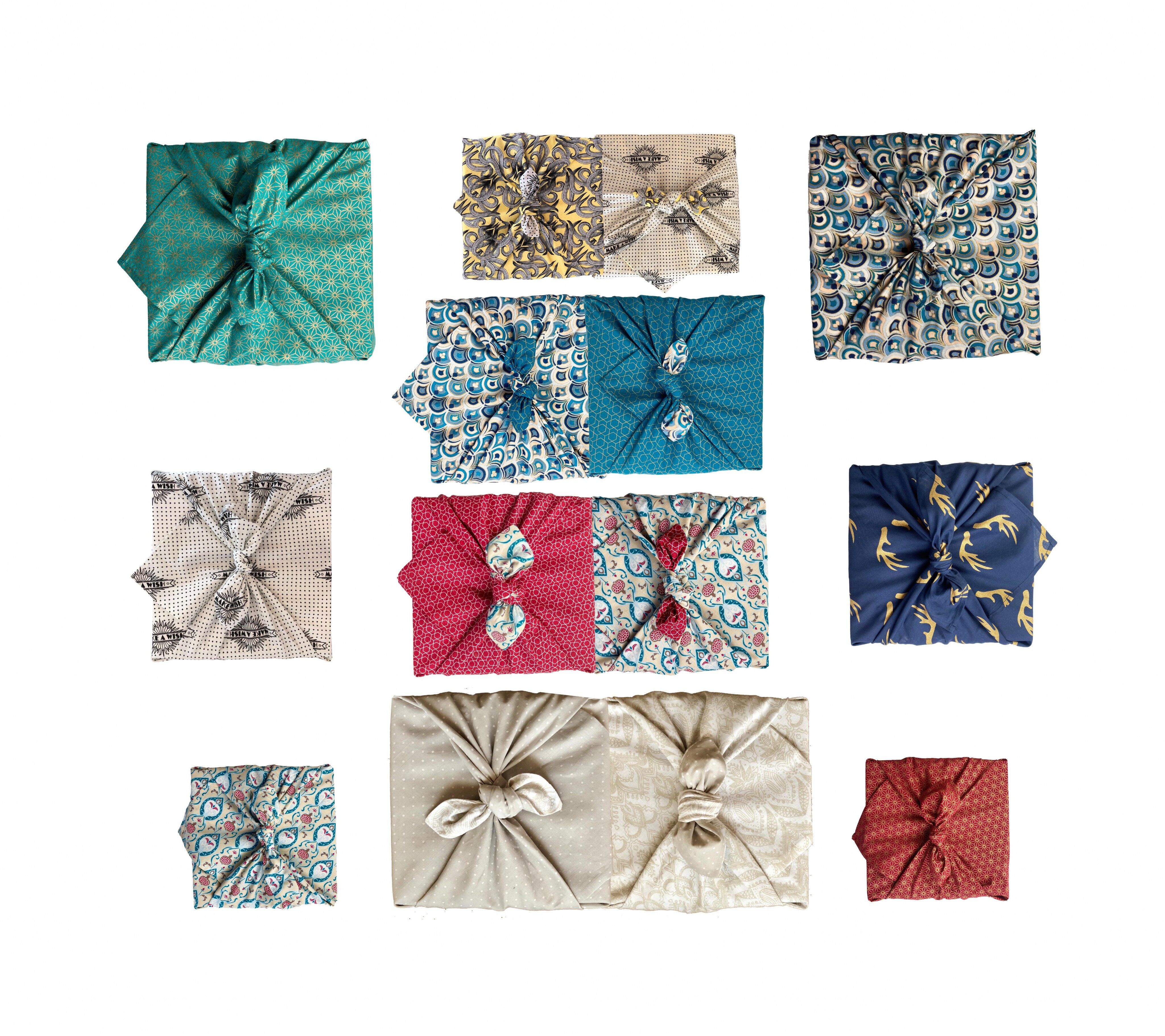 Emballage cadeau réutilisable FabRap Furoshiki - Pack de démarrage premium de 10 pièces