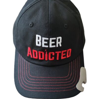 BeerAddicted Chapeau avec Ouvre-Bouteille (Noir)