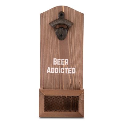 Apribottiglie da parete per birra con raccoglitore